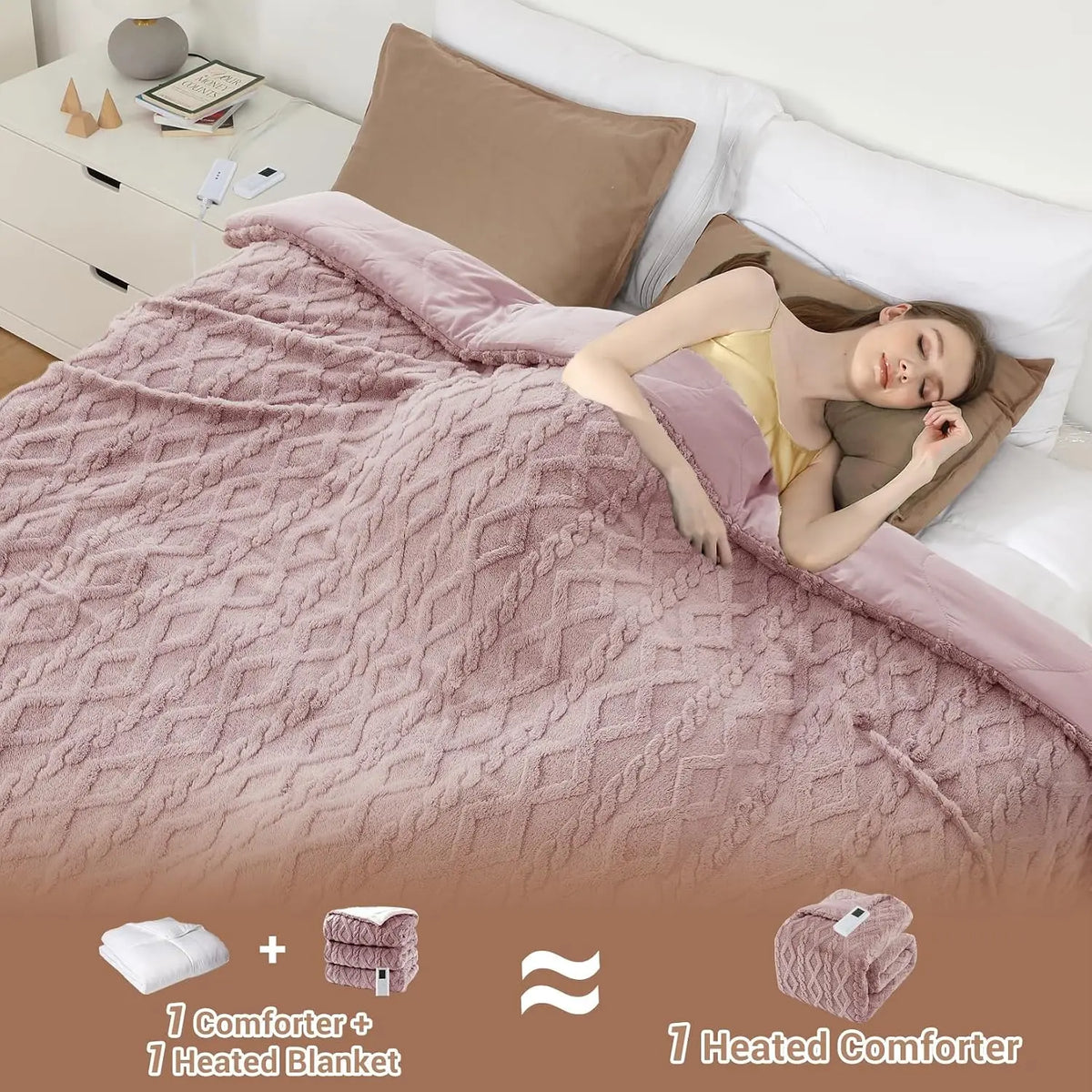 Twister CK Electric Heated Comforter With Dual Controller For Cozy Warmth