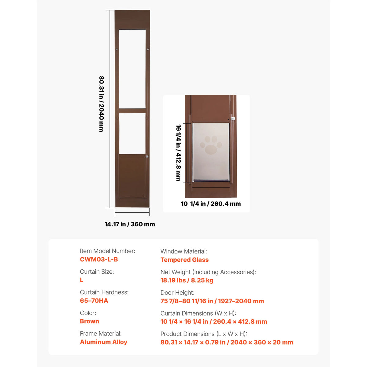 SucceBuy Sliding Glass Door Pet Door With Secure Locking Hinges
