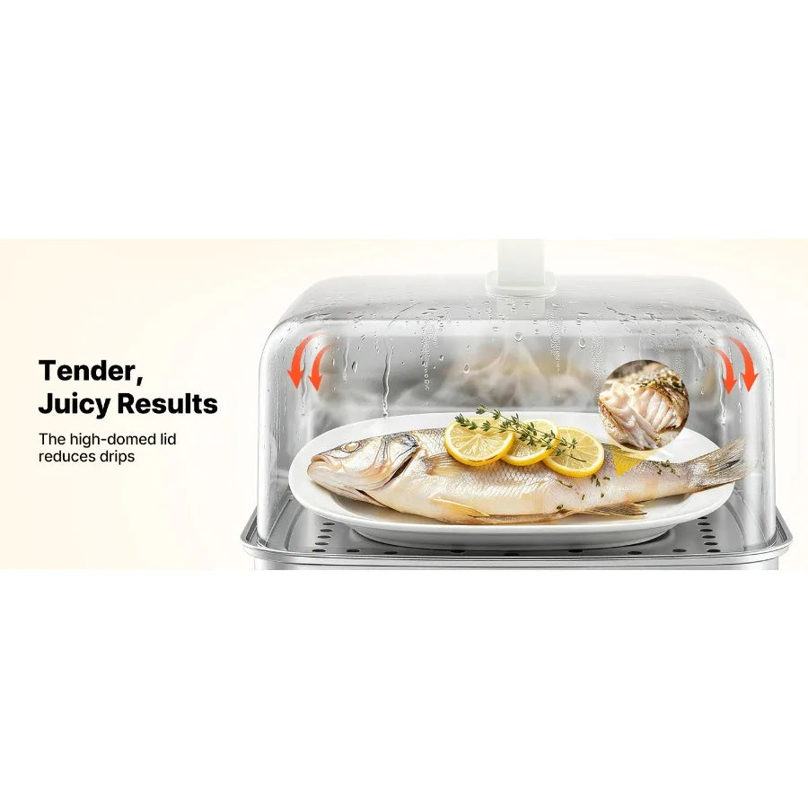 Electric Food Steamer With Two Tiers And Nine Cooking Programs