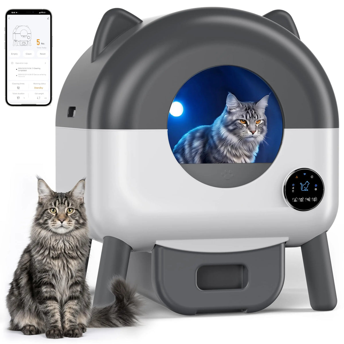 HiMISS Automatic Self Cleaning Cat Litter Box With Smart App Control