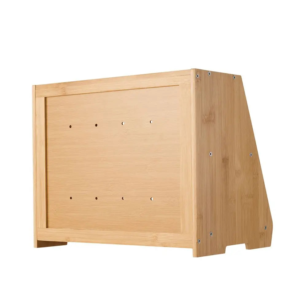 Bamboo Double Layer Bread Box With Acrylic Door Storage