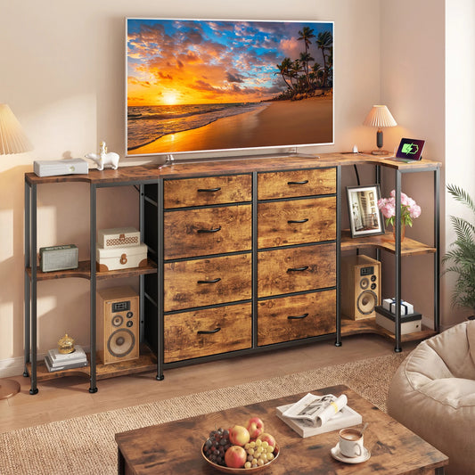 EnHomee Modern TV Stand Dresser With Dual Power Outlets