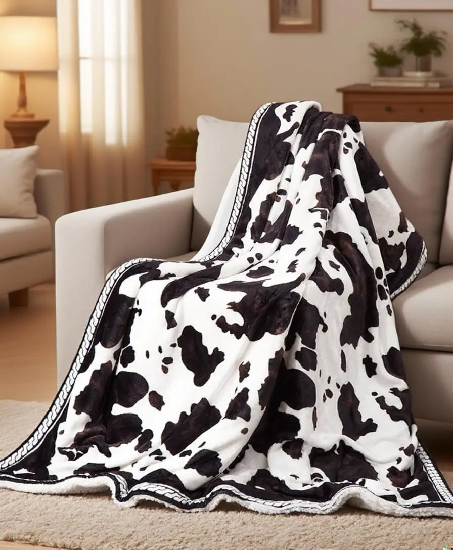 HiMISS Cow Print Heated Electric Blanket With LCD Controller