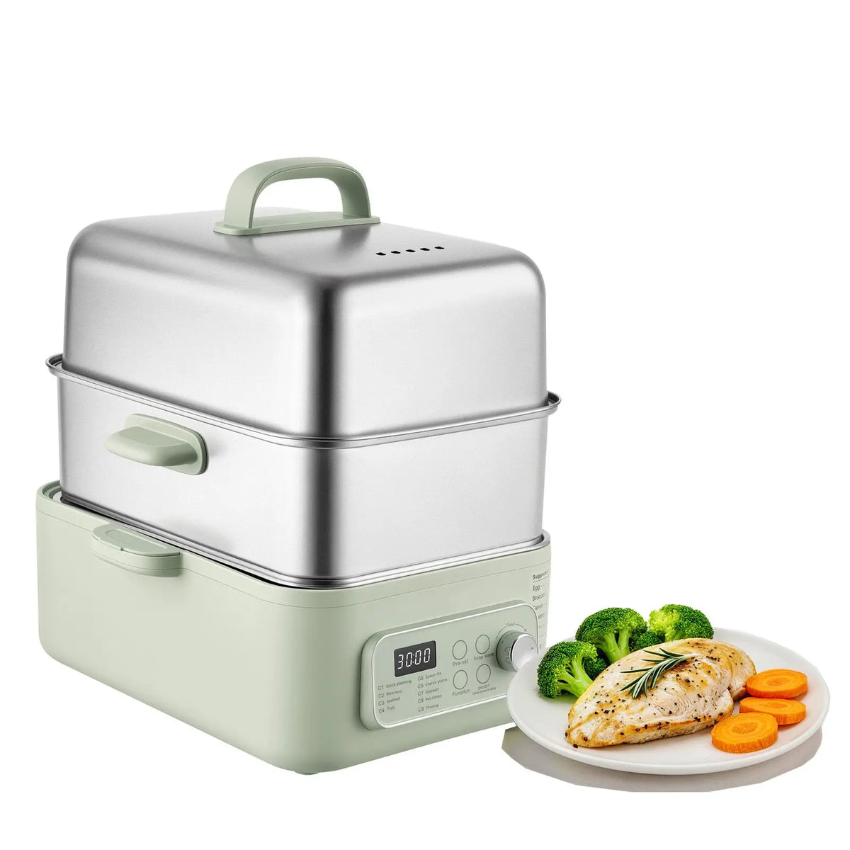 Electric Food Steamer With Two Tiers And Nine Cooking Programs