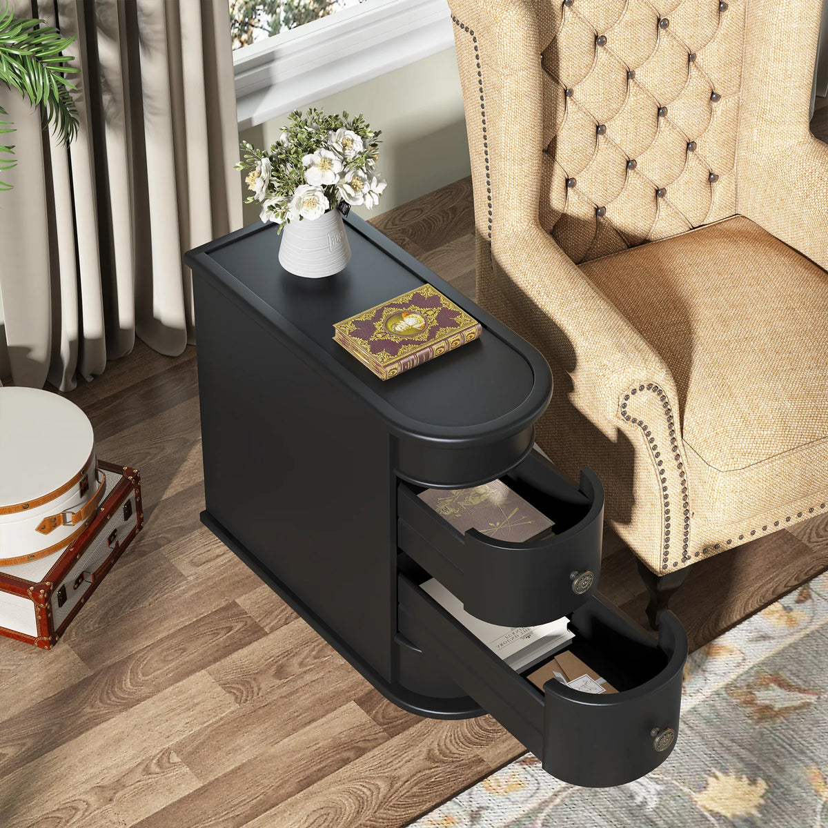 Tribesigns Modern Wooden End Table With Drawer For Sofa