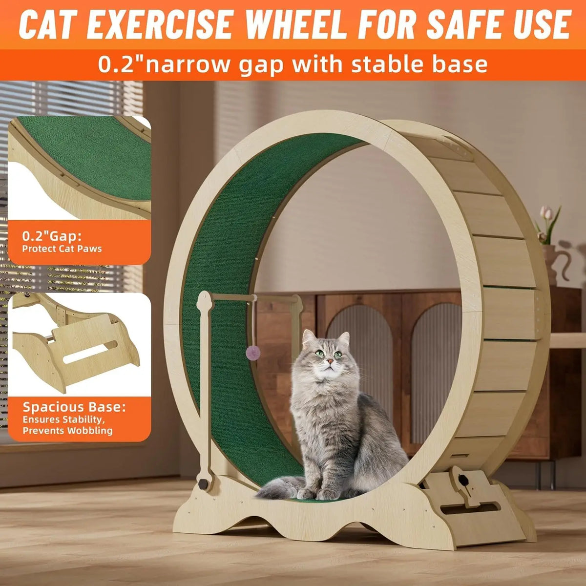 Studyset Indoor Cat Exercise Wheel With Carpeted Runway And Teaser