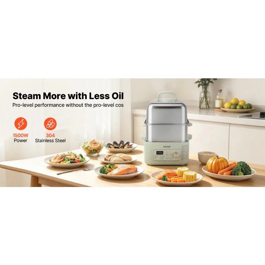 Electric Food Steamer With Two Tiers And Nine Cooking Programs