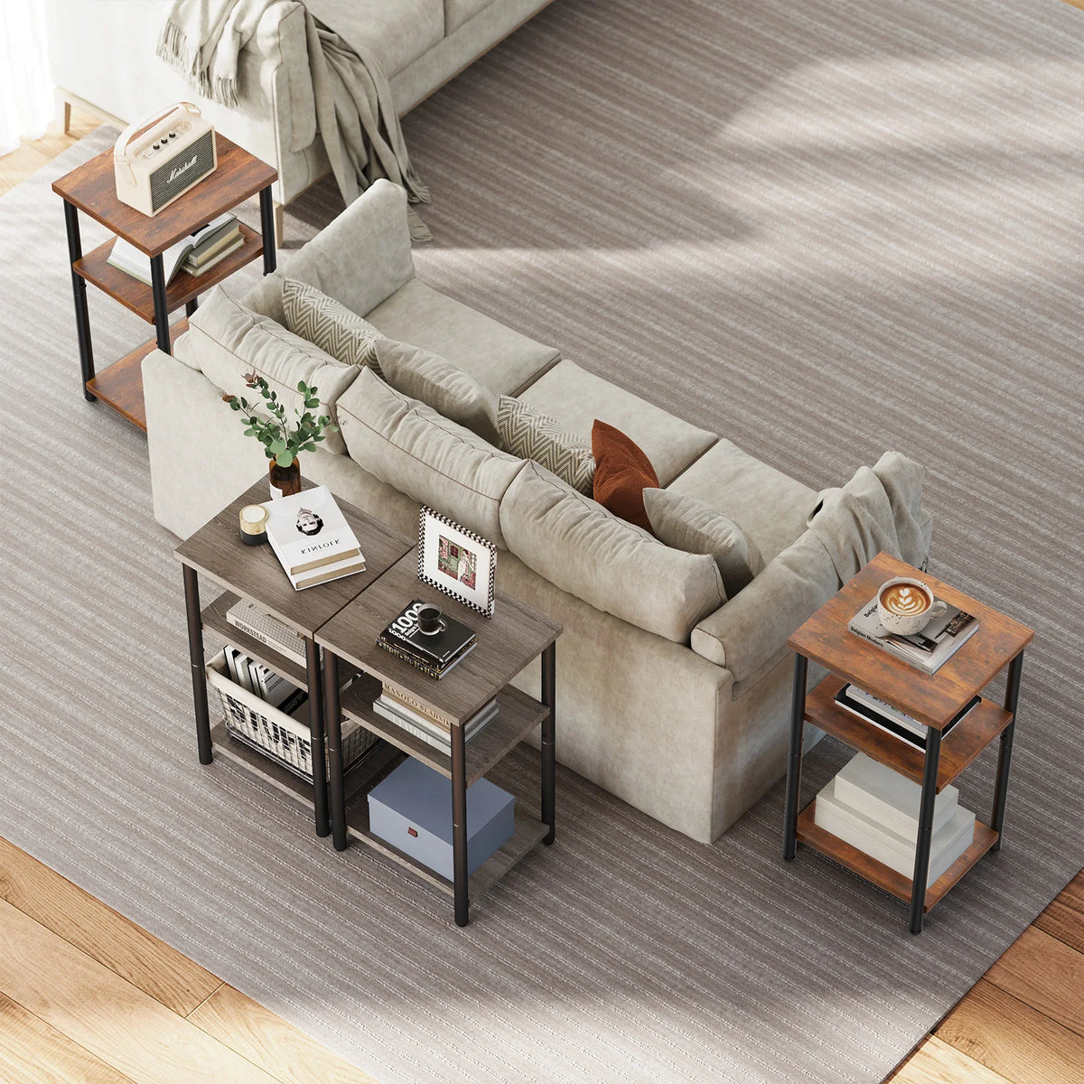 MCQ Three Tier Wooden Coffee Table With Storage Shelf