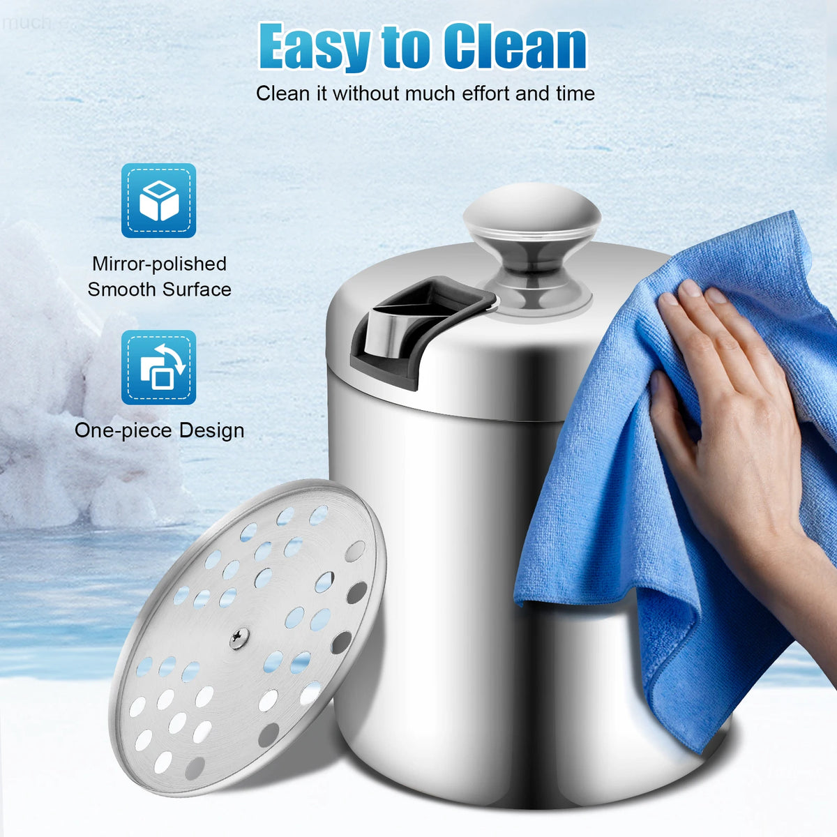 Double Wall Stainless Steel Ice Bucket With Tongs And Lid