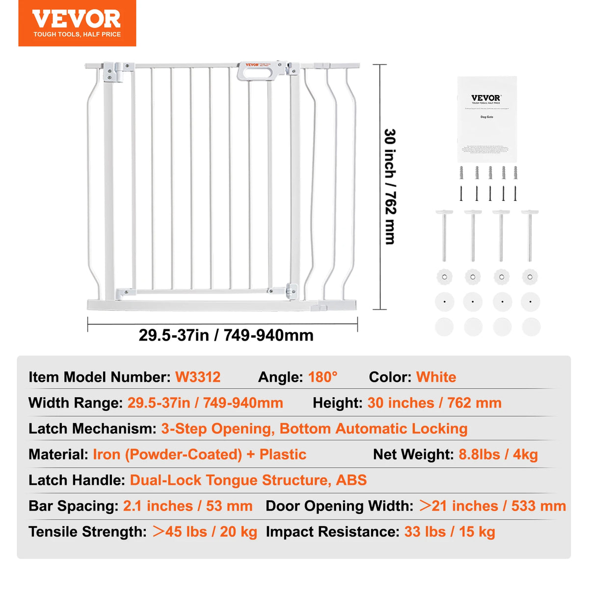 SucceBuy Secure Pressure Mount Walk Through Baby And Dog Gate