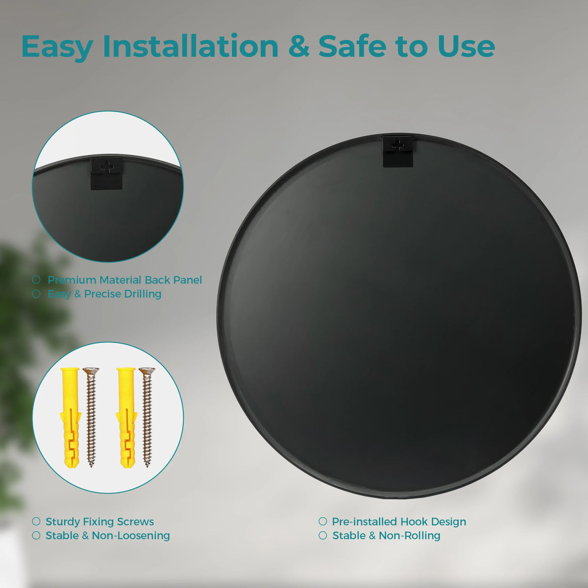 JHK Round Wall Mirror With Crystal Clear Distortion Free Reflection