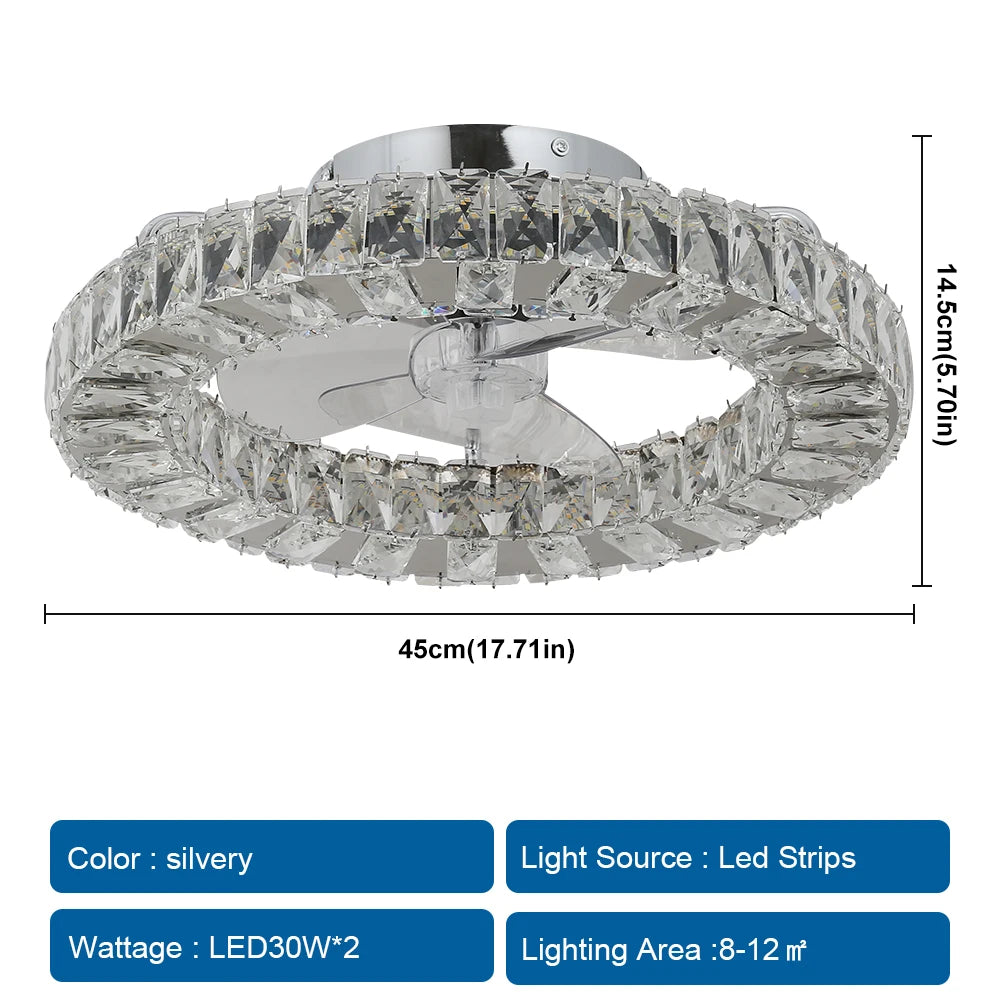 GreeLustr Led Ceiling Fan Lamp With Remote Control Living Room Lighting Crystal Chandeliers Decoration Home Luxury Hanging Light