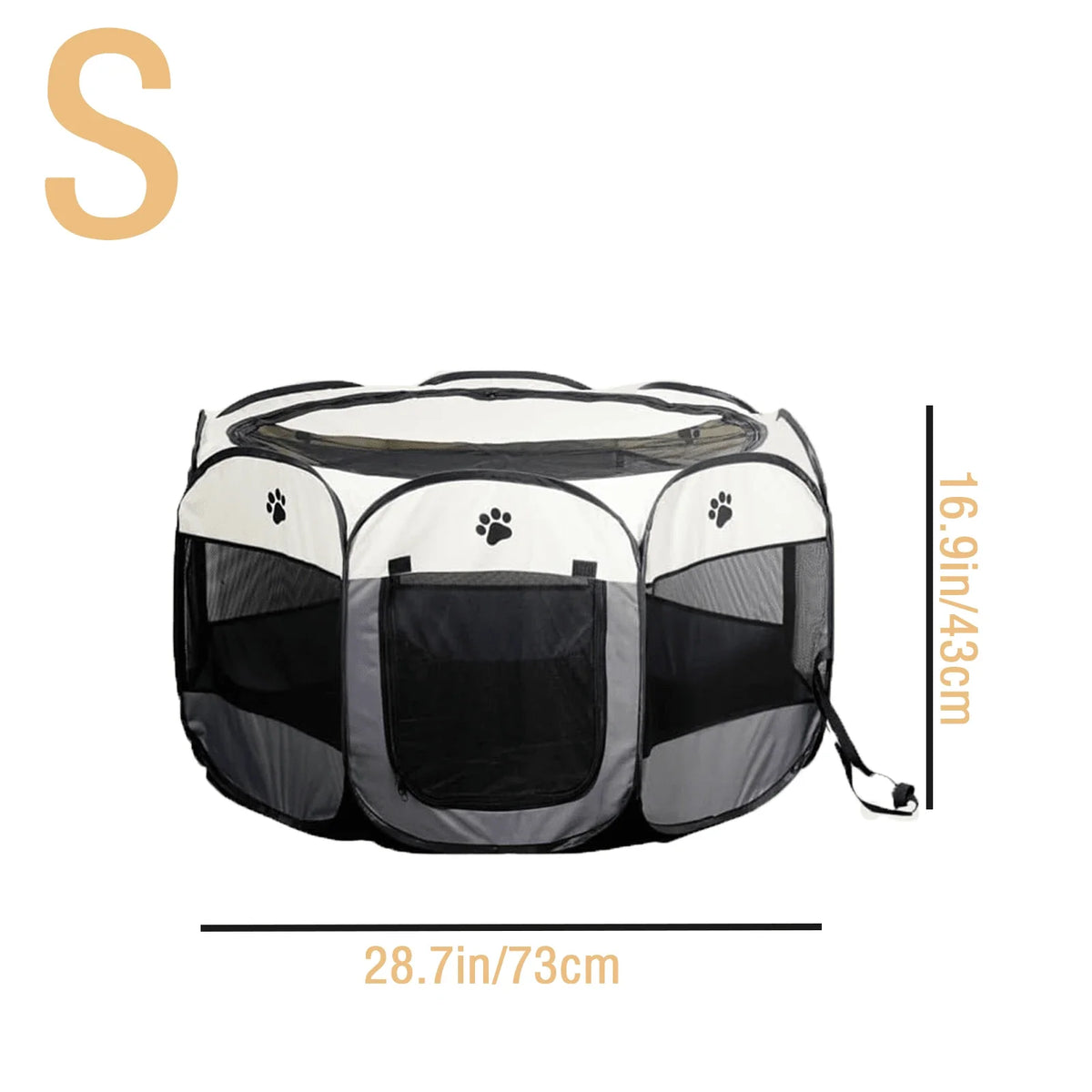 Portable Foldable Pet Tent Octagonal Waterproof Cat Dog Rabbit Fence With Removable Awning