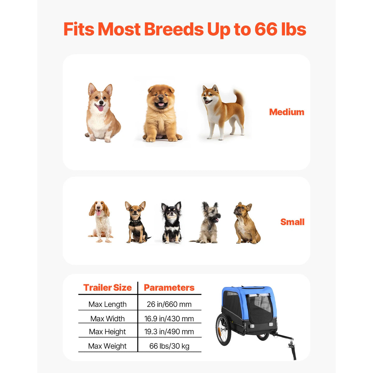 SucceBuy Dog Bike Trailer With Quick Release Wheel Flag