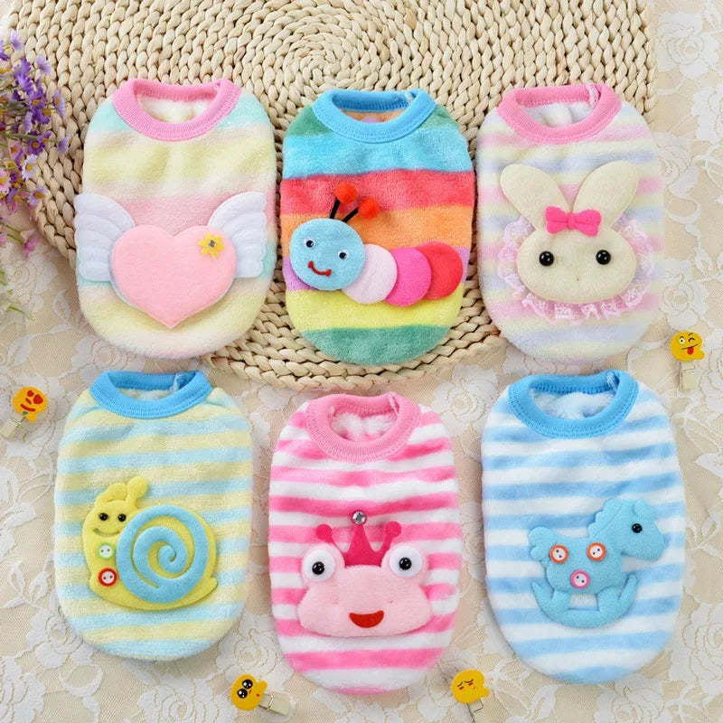 Cute Print Tea Cup Dog Sweater Winter Warm Fleece Pet Clothes for Small Dogs Teddy Chihuahua Puppy Pullovers Mascotas Clothing