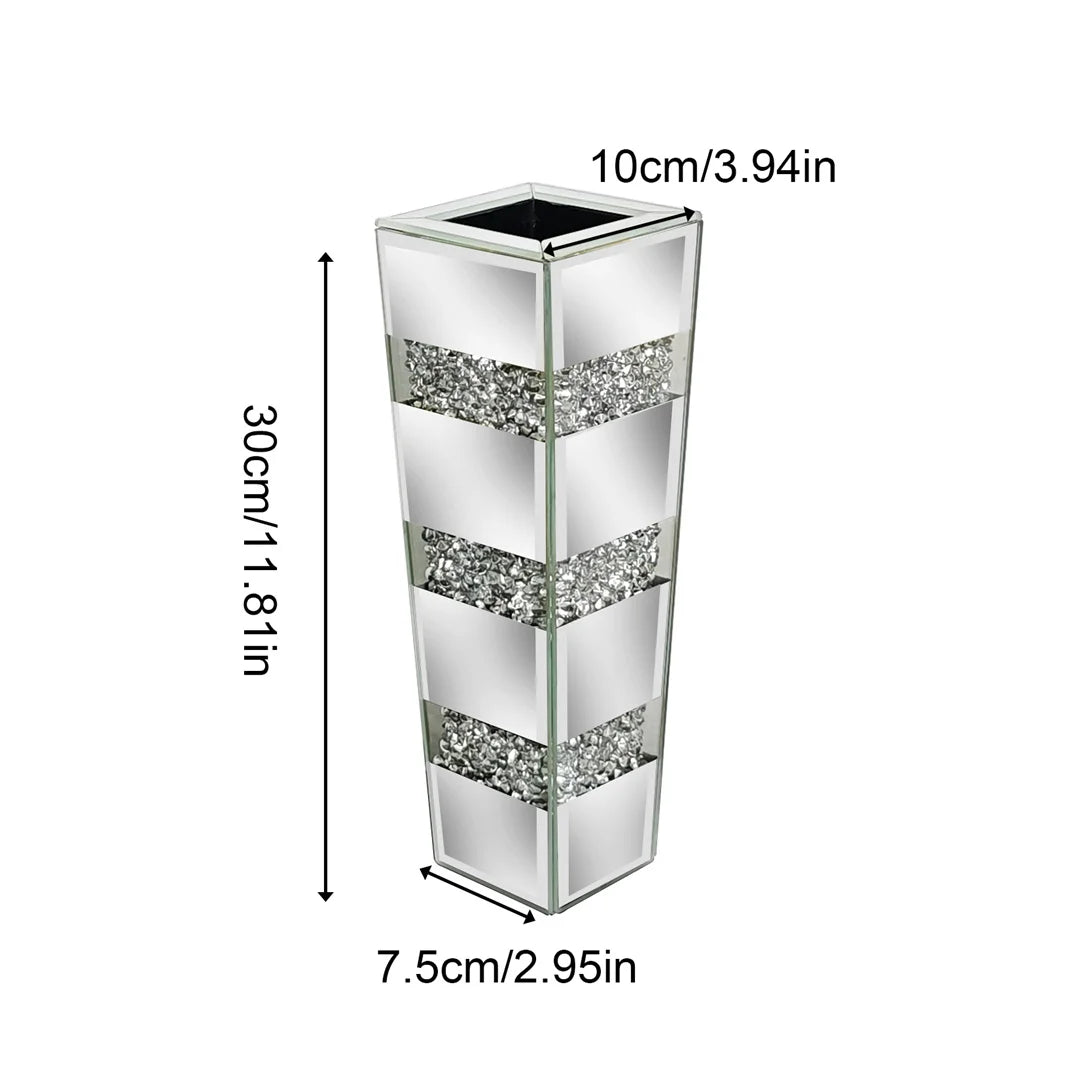 Modern Mirrored Crystal Floor Vase for Elegant Floral Displays