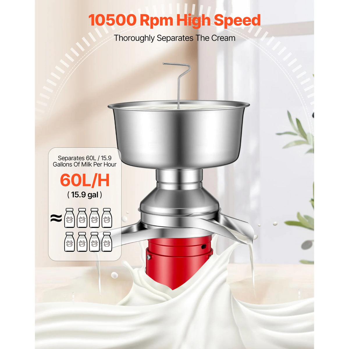 SucceBuy Electric Milk Cream Separator Machine Stainless Steel
