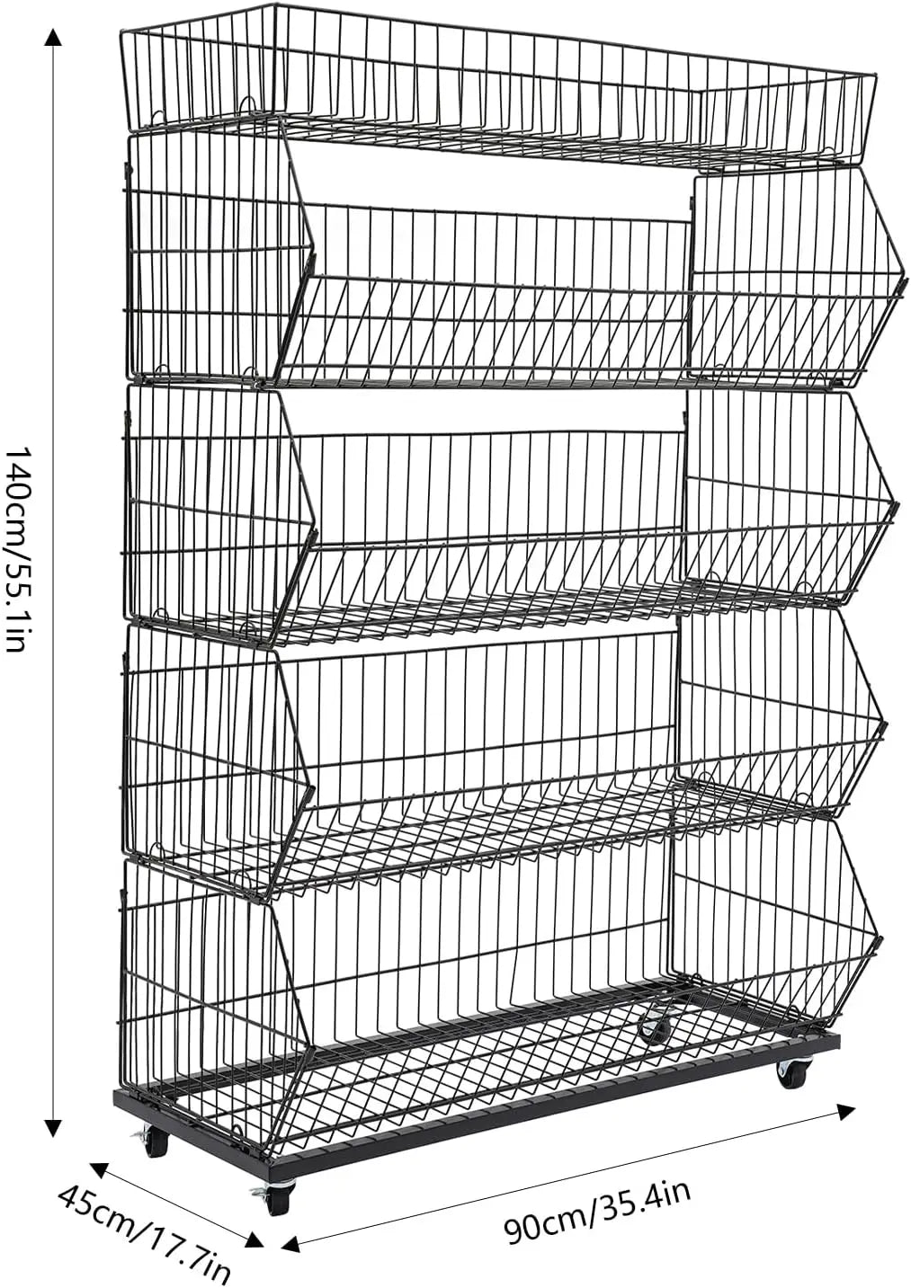 Five Tier Metal Wire Storage Rack For Grocery Food Organization