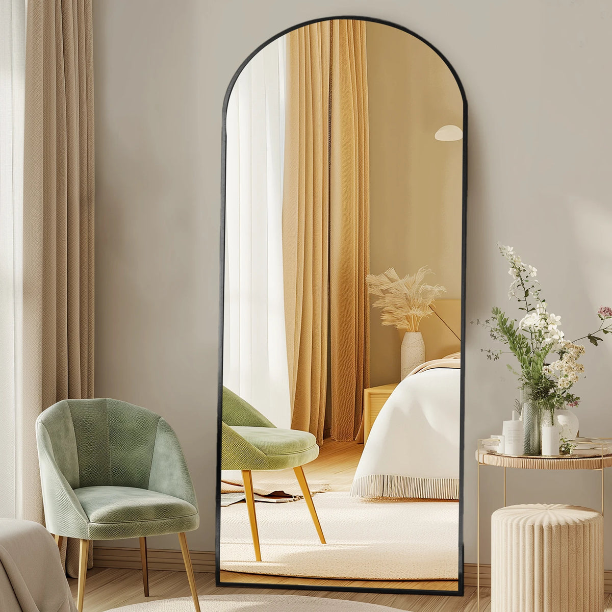 MCQ Modern Aluminum Arched Full Length Wall Mounted Standing Mirror