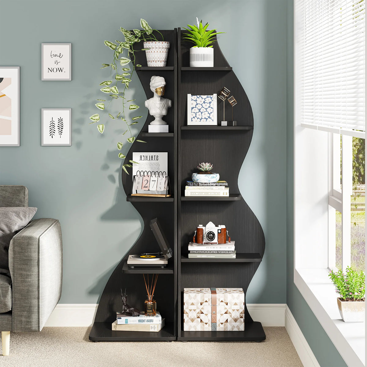 Tribesigns Modern Corner Shelf Bookcase Storage Rack