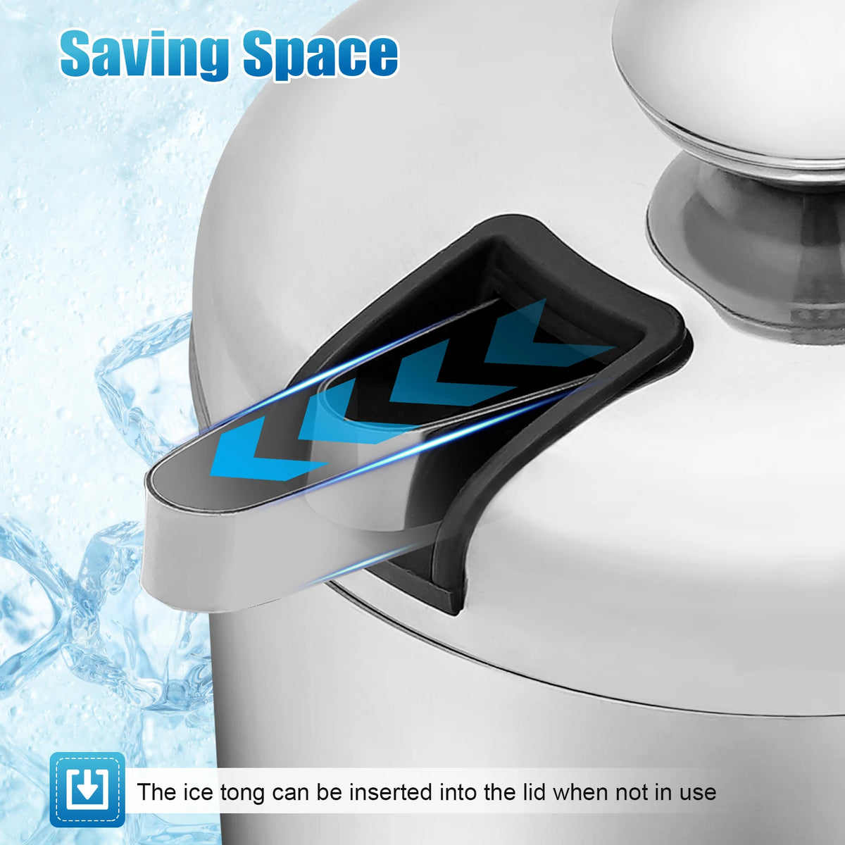 Double Wall Stainless Steel Ice Bucket With Tongs And Lid