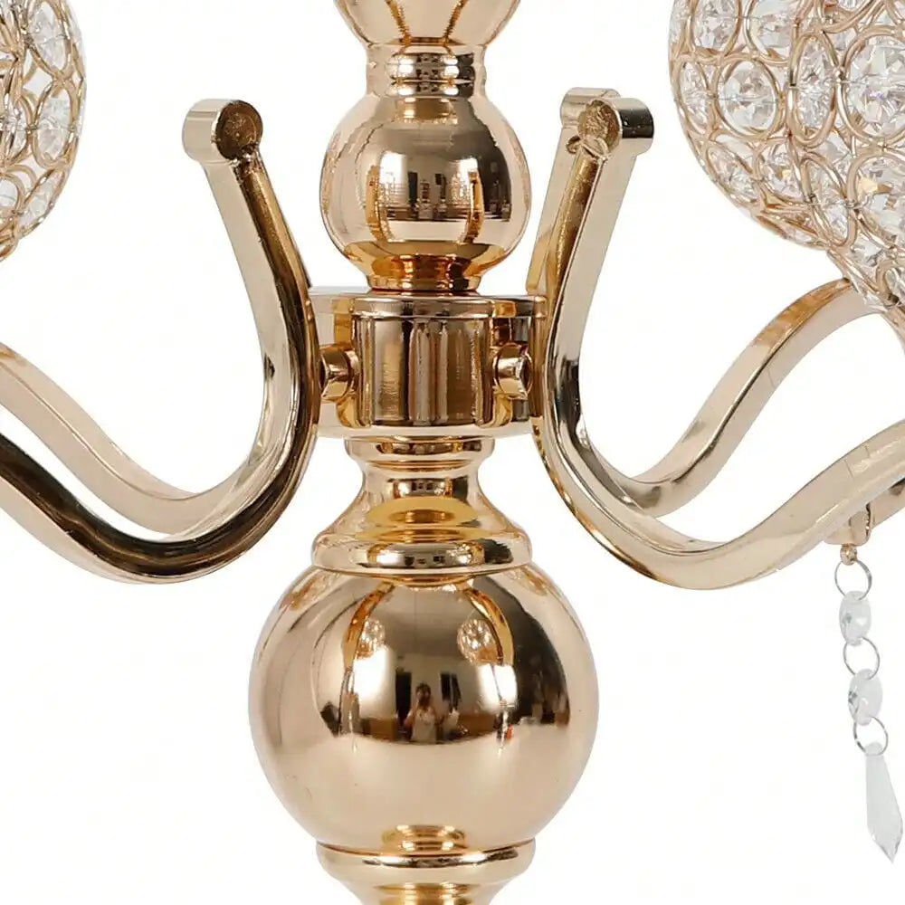 Crystal Five Arm Tabletop Candelabra For Weddings And Home Decor