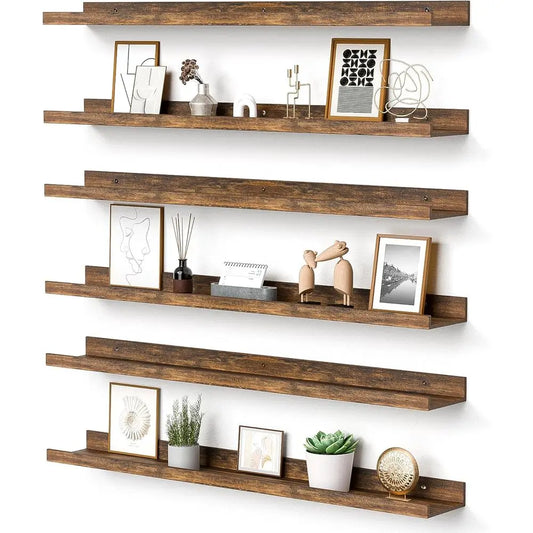 Floating Shelves or Wall, 35.5 Inch Shelves or Decor Storage Set of 6, Wall Mounted Wood Shelves for Bedroom, Living Room, Bathr