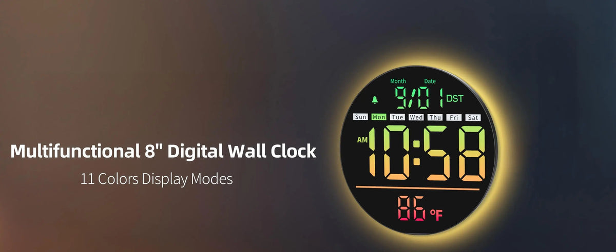 LED Wall Clock With Timer, Temperature, Date And Alarm