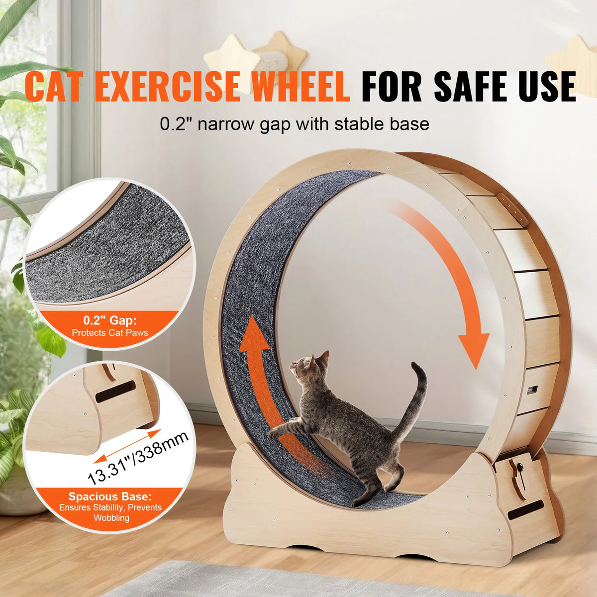 SucceBuy Wooden Cat Exercise Wheel Indoor Running Treadmill