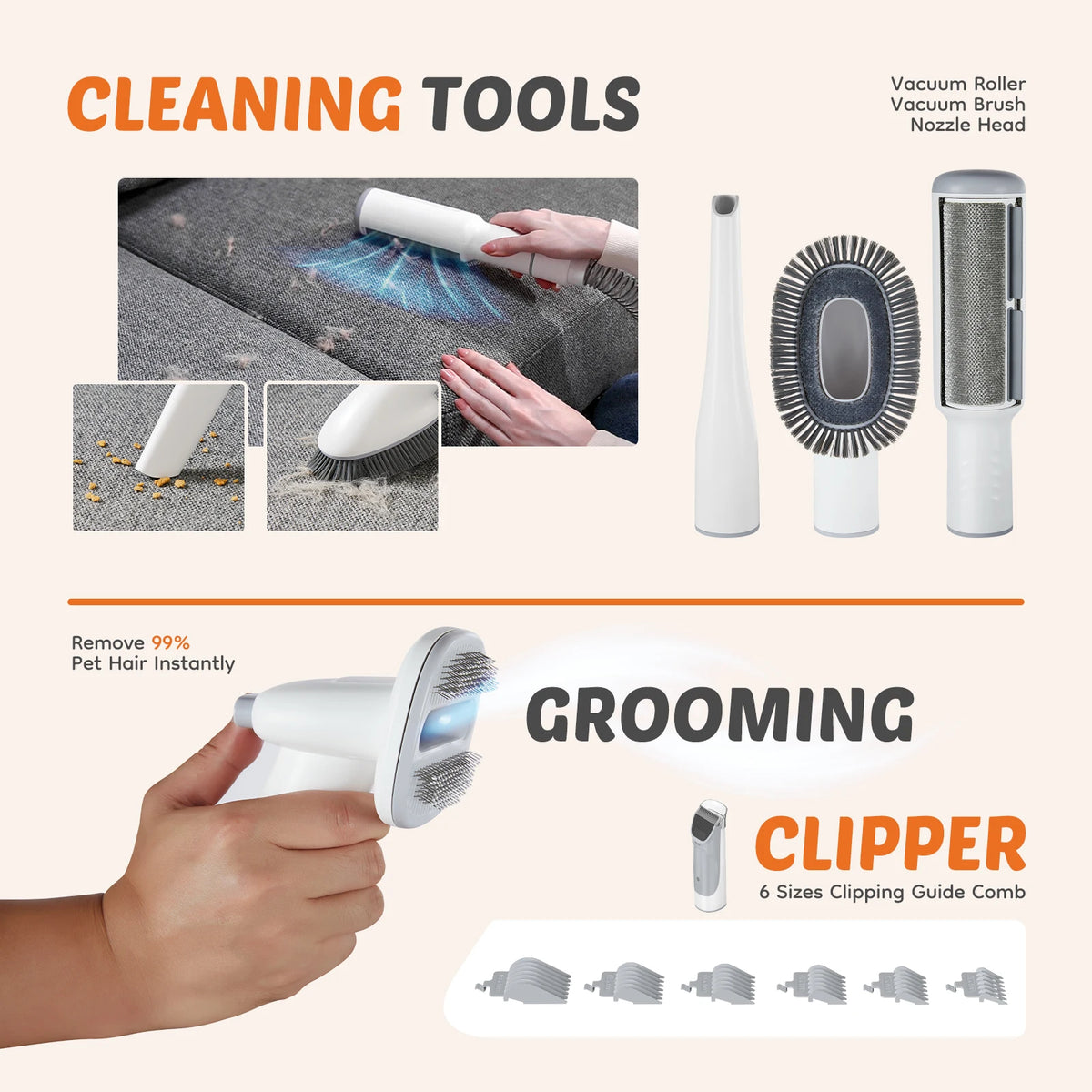 Sweetcrispy Cordless Pet Grooming Clipper With Vacuum Kit For Pets