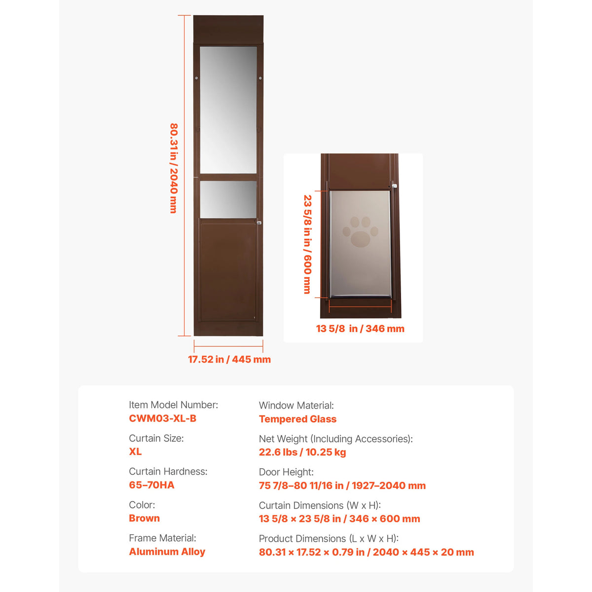 SucceBuy Sliding Glass Door Pet Door With Secure Locking Hinges
