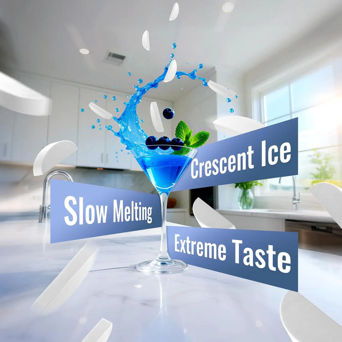 Drainless Under Counter Crescent Ice Maker With Storage Bin