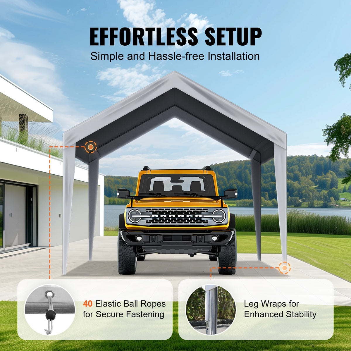 SucceBuy Carport Replacement Canopy Cover Waterproof UV Protected Shelter
