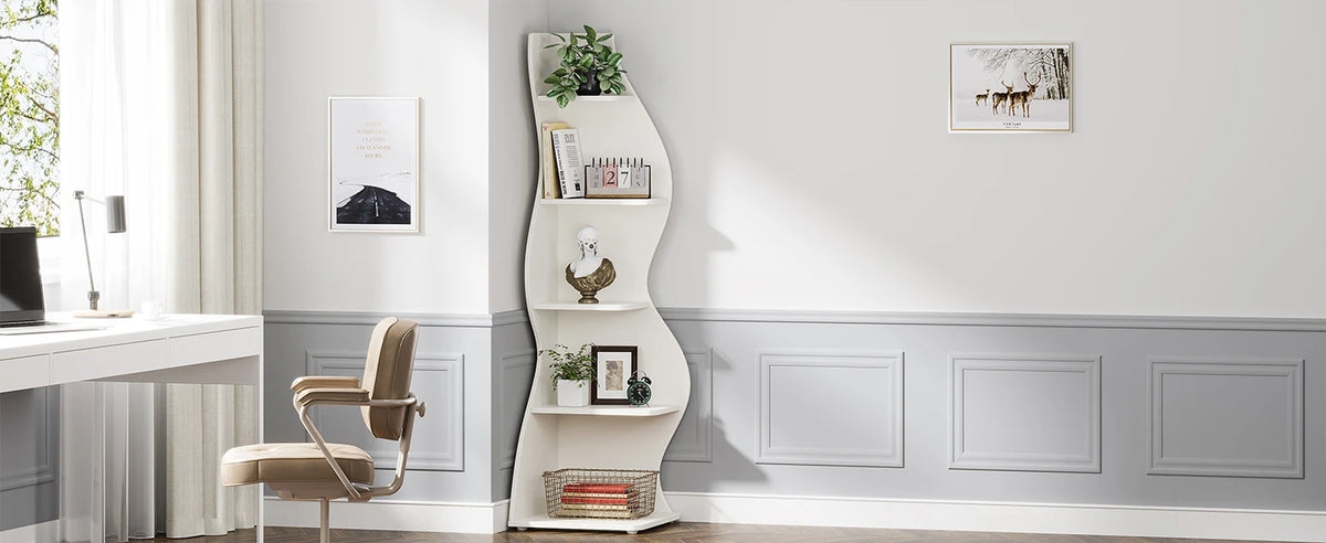 Tribesigns Modern Corner Shelf Bookcase Storage Rack