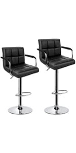 HURACAN Swivel Adjustable Bar Stools With Armrests And Footrests