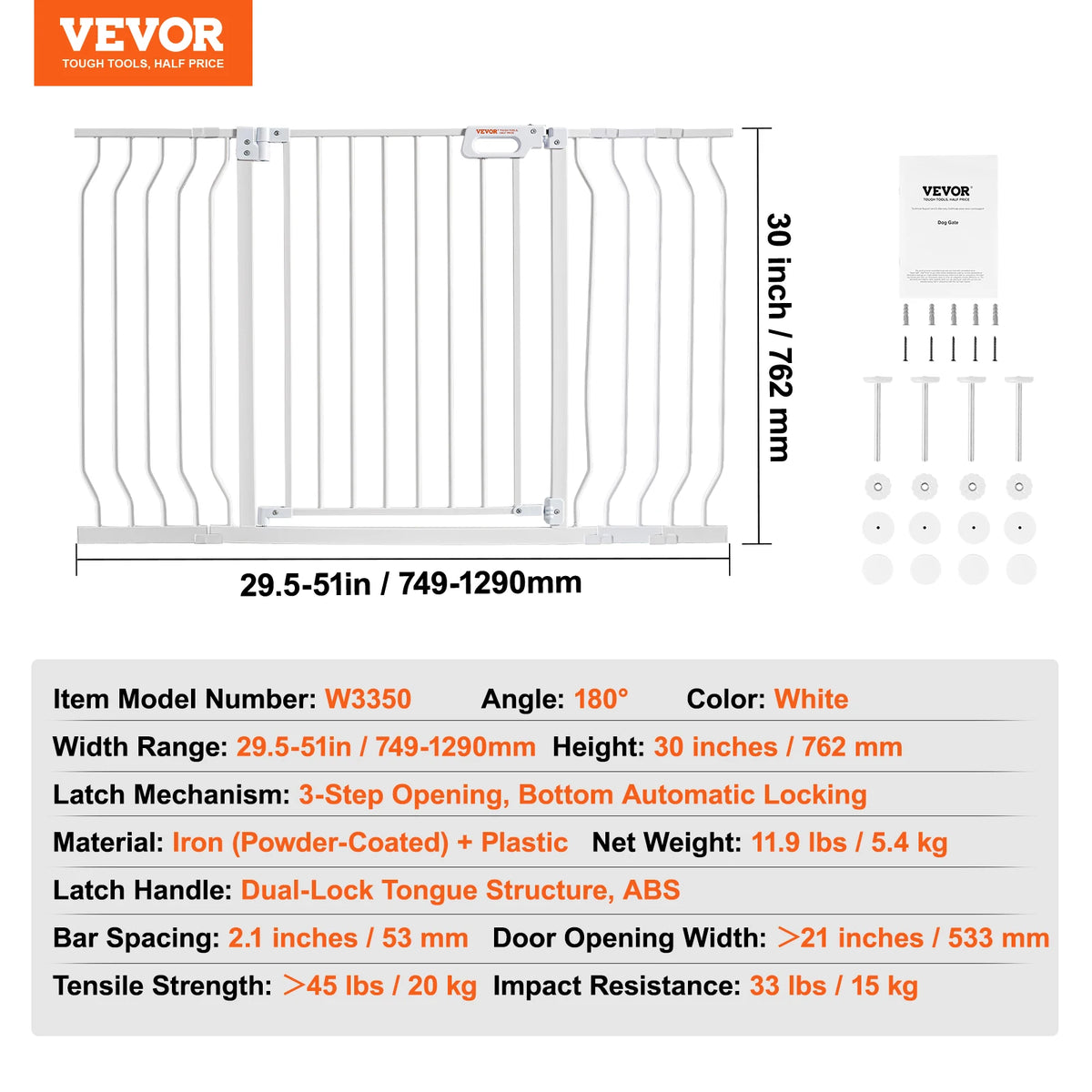 SucceBuy Secure Pressure Mount Walk Through Baby And Dog Gate