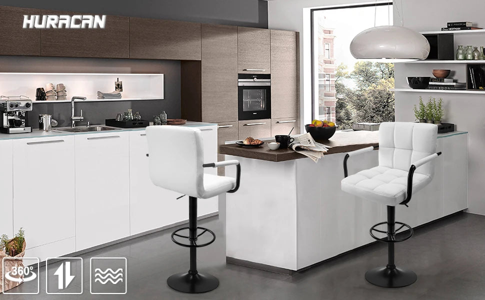 HURACAN Swivel Adjustable Bar Stools With Armrests And Footrests