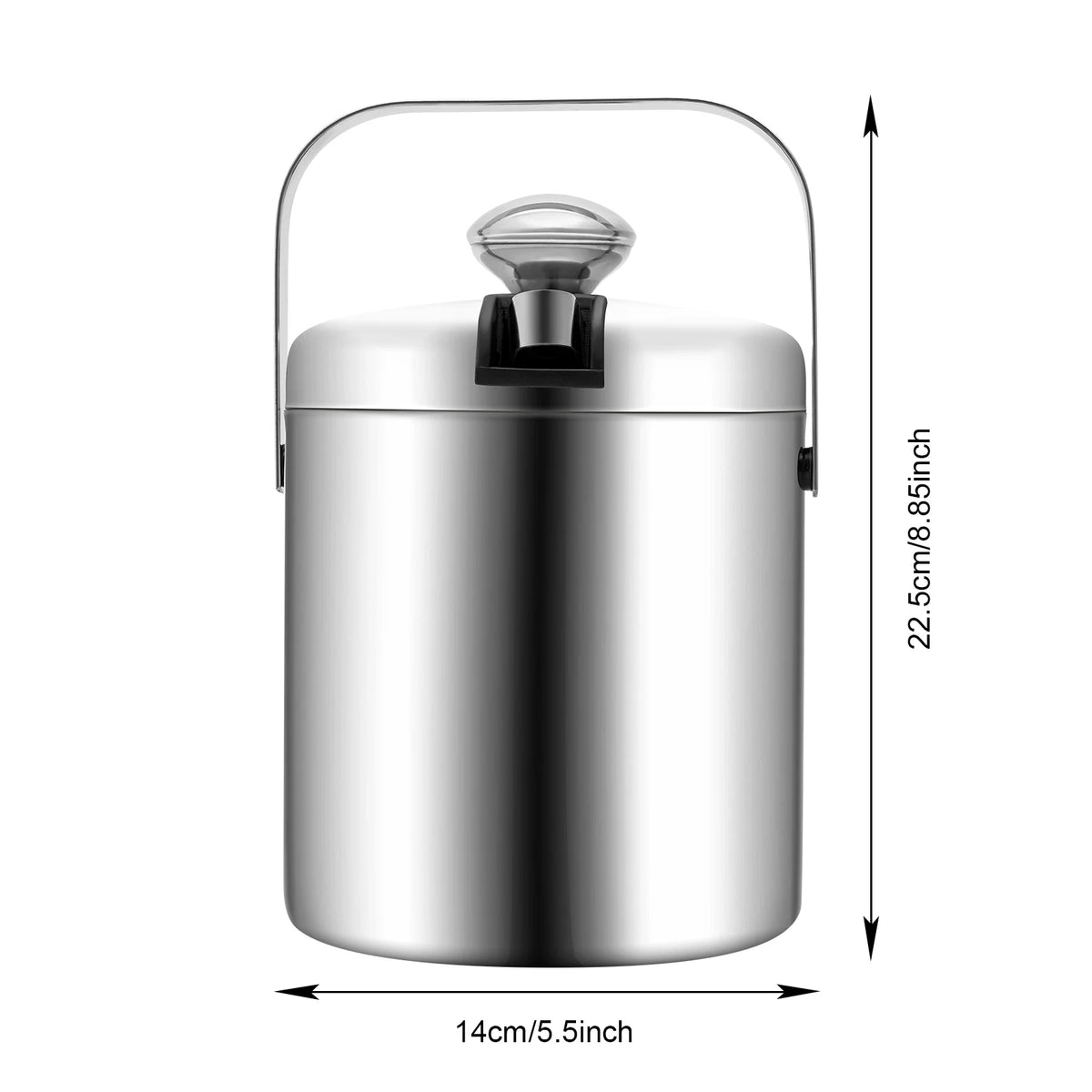 Double Wall Stainless Steel Ice Bucket With Tongs And Lid