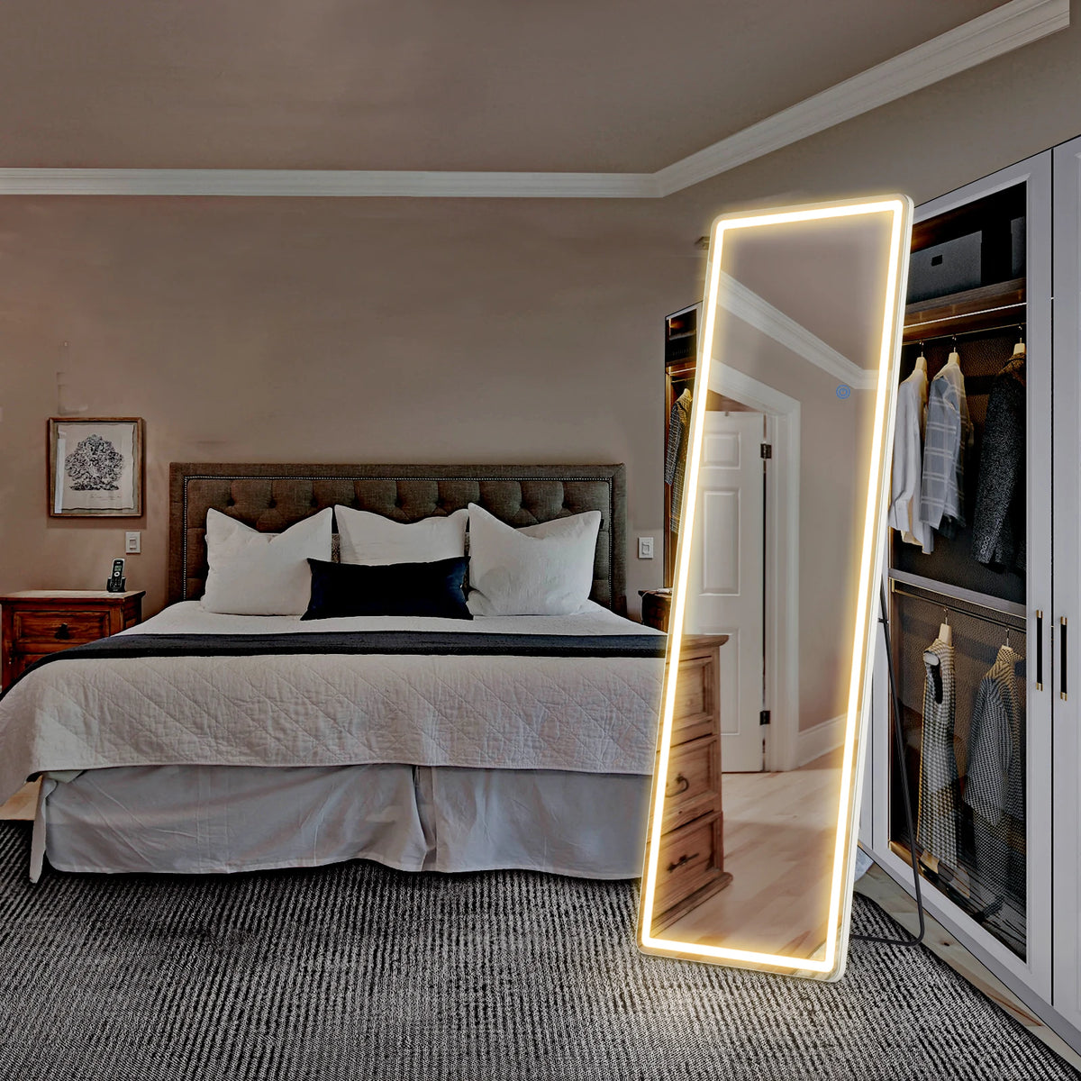 JHK Modern Full Length Mirror With Aluminum Frame And Stand