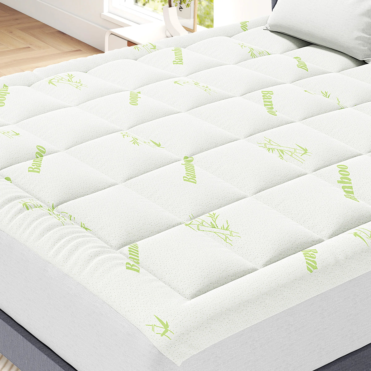 JHK Bamboo Viscose Mattress Topper With Cooling Pillow Top Comfort