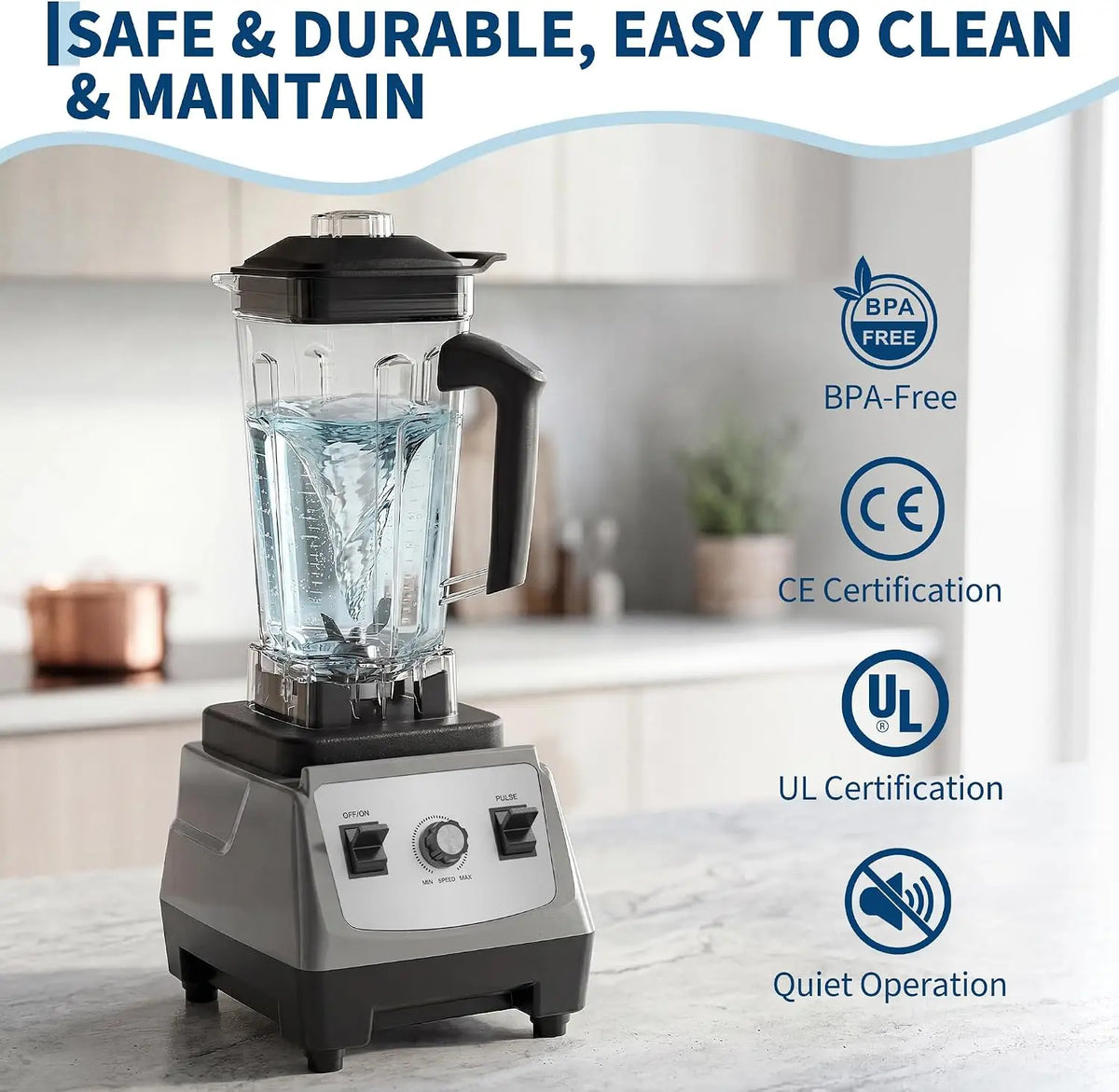 Tacleekii Commercial Blender With 9 Speed Pulse And Ice Crushing