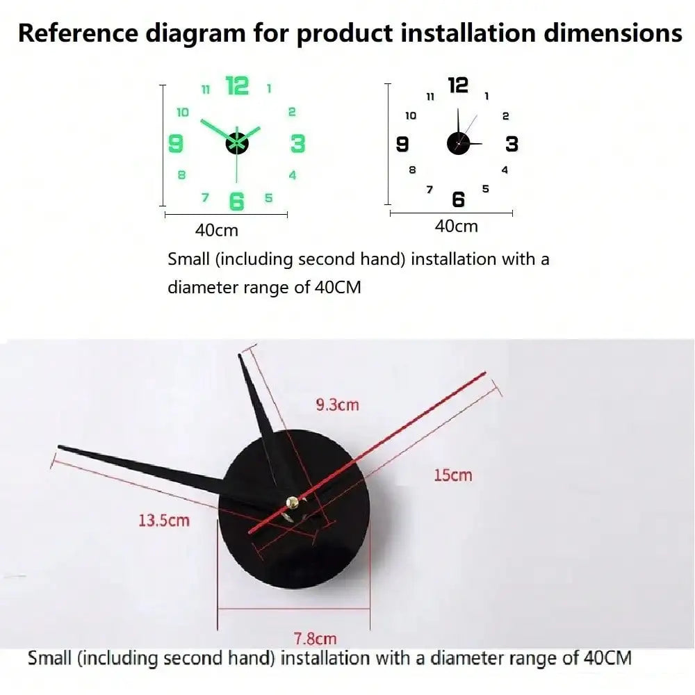 Glow In The Dark DIY Mirror Wall Clock Sticker Decor