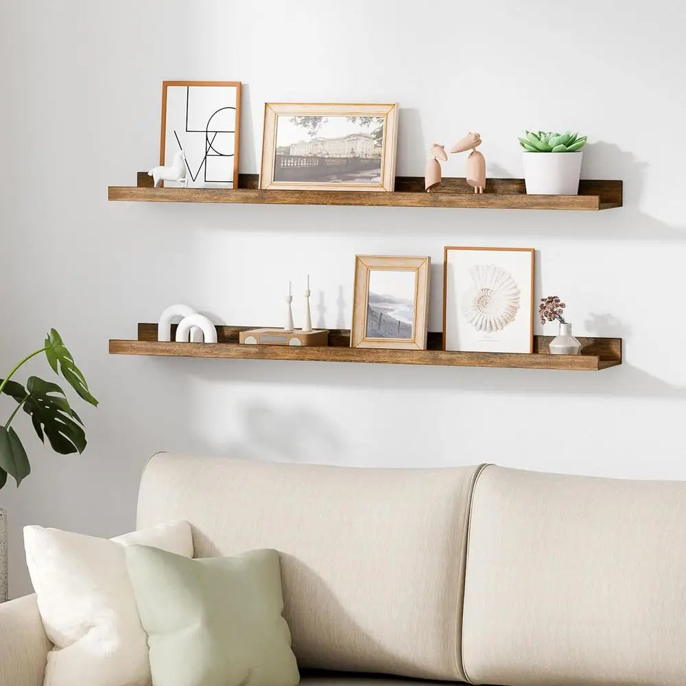 Floating Shelves or Wall, 35.5 Inch Shelves or Decor Storage Set of 6, Wall Mounted Wood Shelves for Bedroom, Living Room, Bathr