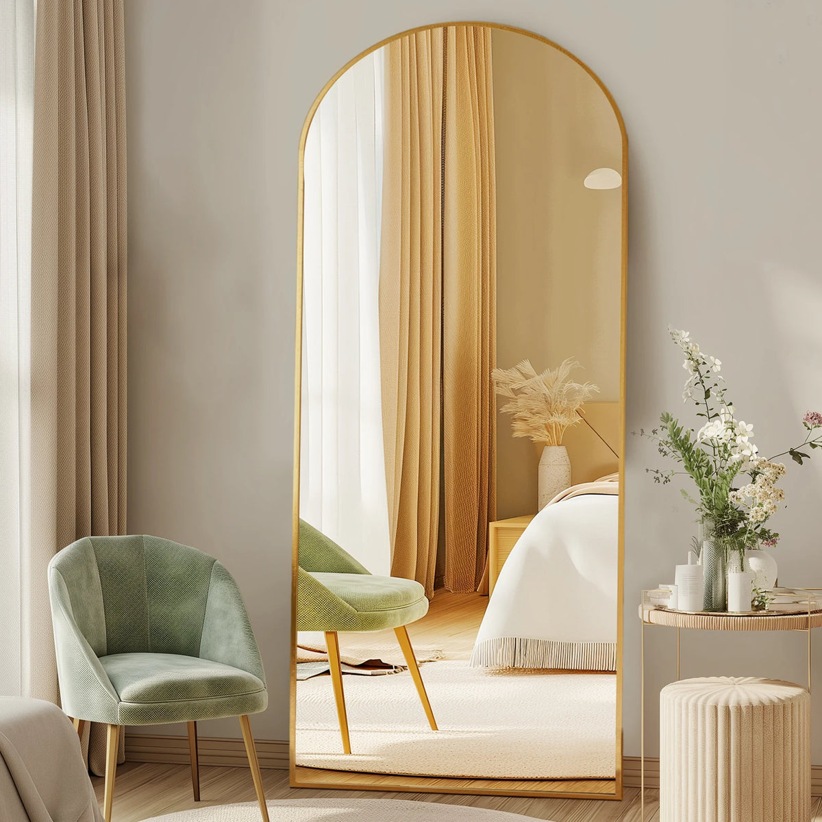 MCQ Modern Aluminum Arched Full Length Wall Mounted Standing Mirror