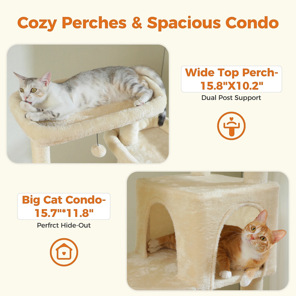 Tall Cat Tree for Indoor Cats Big Cat Tower with Super Large Hammock Cat Climbing Tree with Scratching Posts Condo House Black