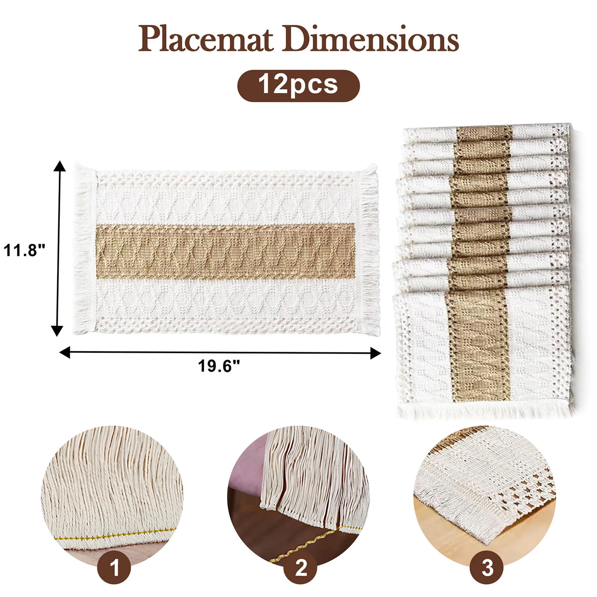 Cotton Linen Tassel Placemats For Dining Table Farmhouse Decor