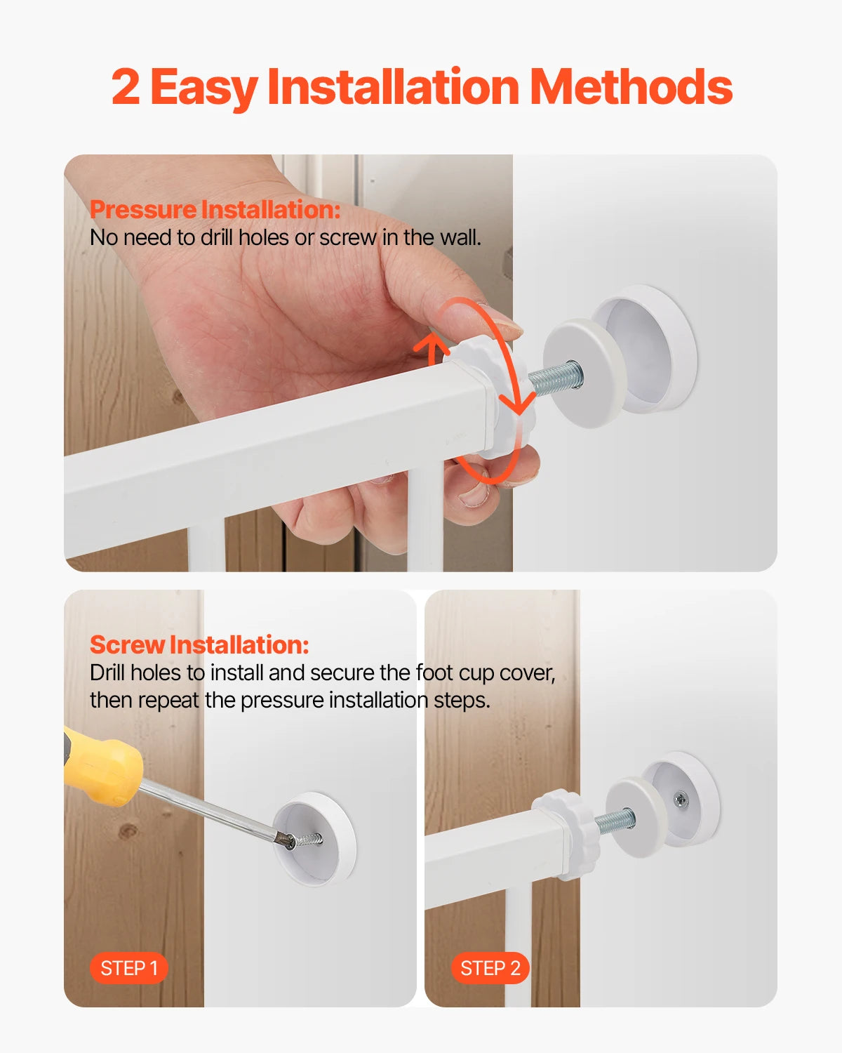 SucceBuy Secure Pressure Mount Walk Through Baby And Dog Gate