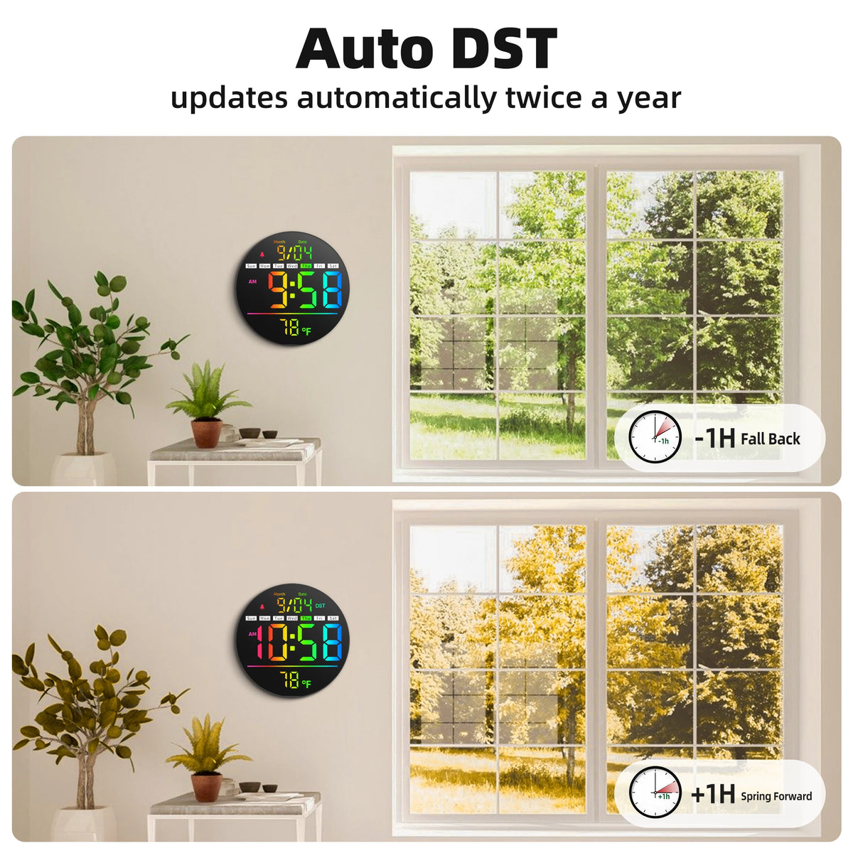LED Wall Clock With Timer, Temperature, Date And Alarm