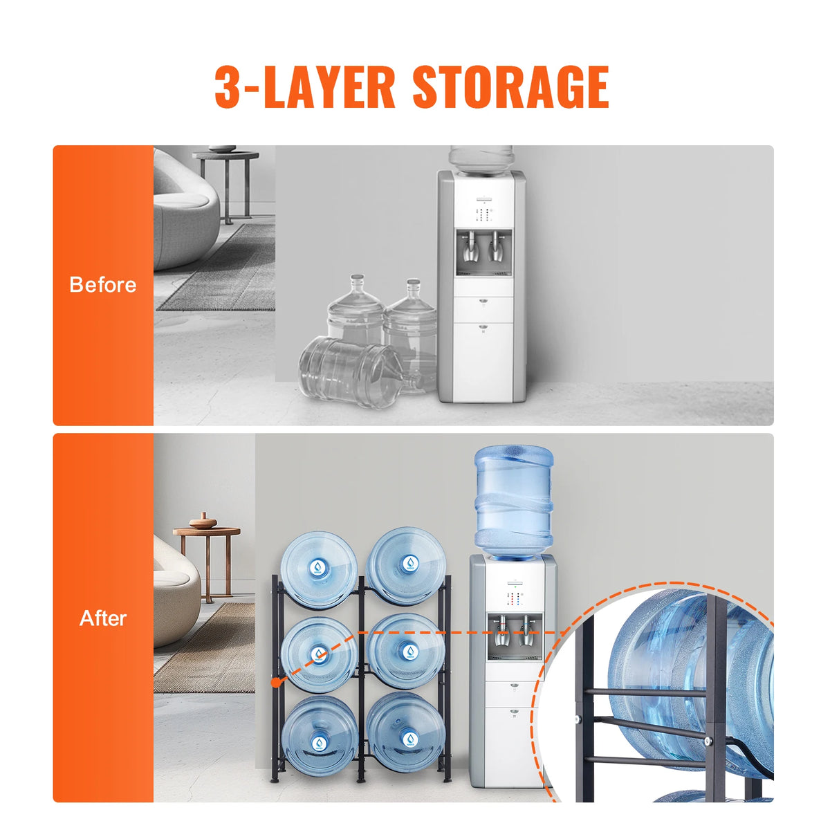 SucceBuy Three Tier Water Bottle Holder Rack For Kitchen Storage