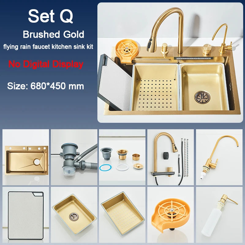 Rozin 304 Stainless Steel Kitchen Sink With Pull Out Faucet